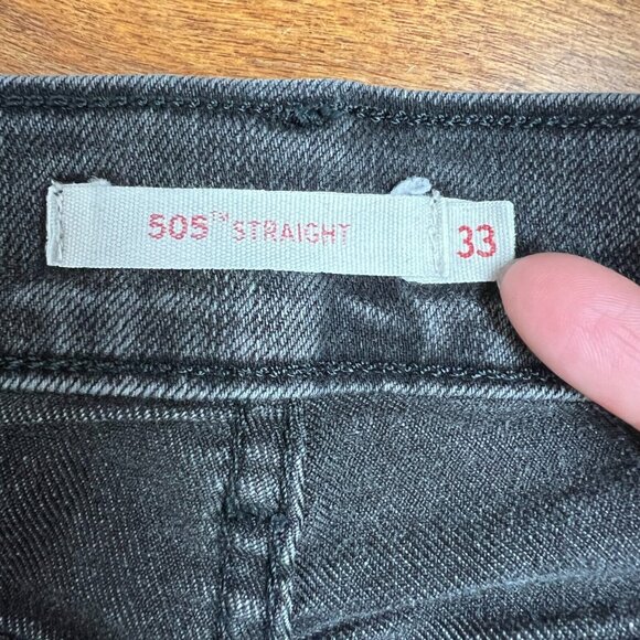 Levis 505 Straight Jeans Womens 33 Charcoal Black Gray High Rise Stretch Crop - Picture 11 of 13